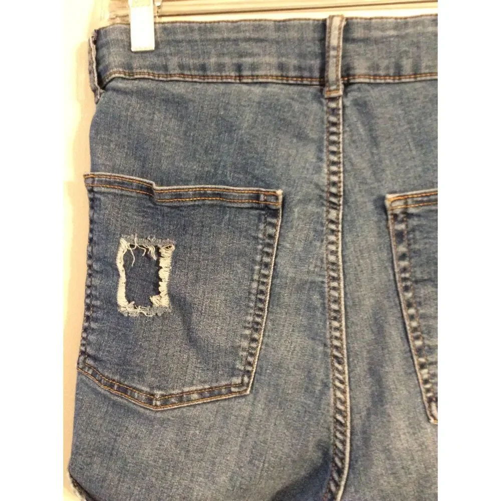 Size 12 stretch destroyed cuffed denim jeans Divided womens high waist